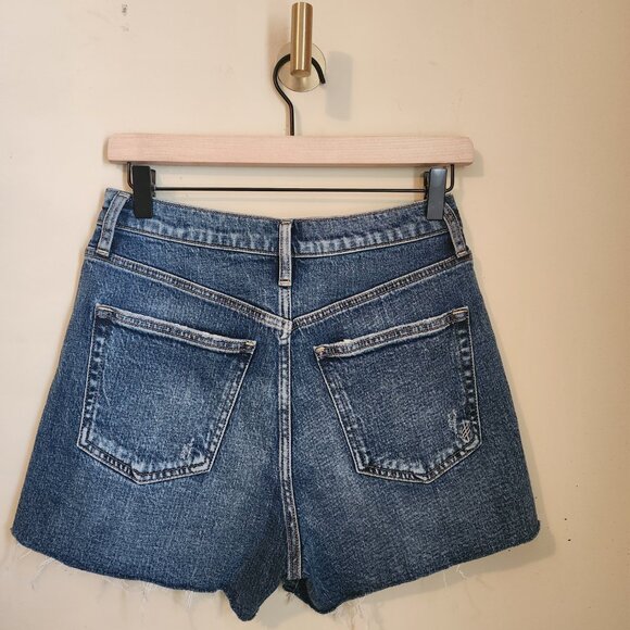 Silver Jeans Co. Mid-Rise Shorts EUC | Size 27 | Cut Out Front & Raw Hem - Picture 2 of 8